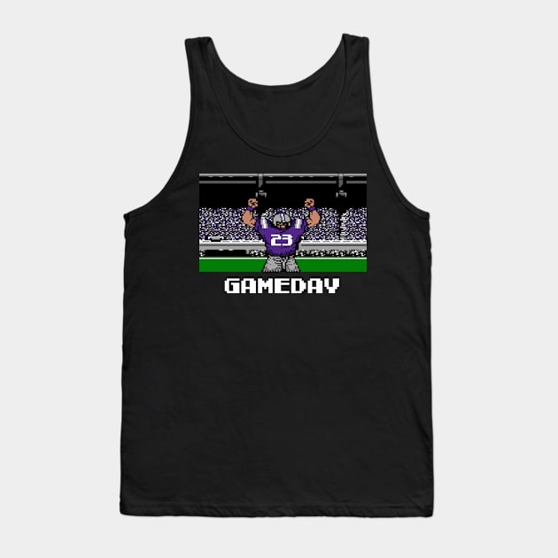 Purple and Gray Football Gameday Retro 8 Bit Linebacker Tank Top by SLAG_Creative